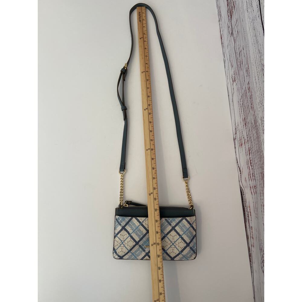 Nanette Lepore Crossbody Purse Wallet Blue Cream Gold - Picture 13 of 13